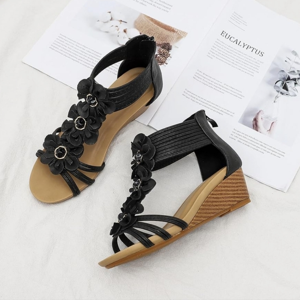 Black Wedge Heels 8.5